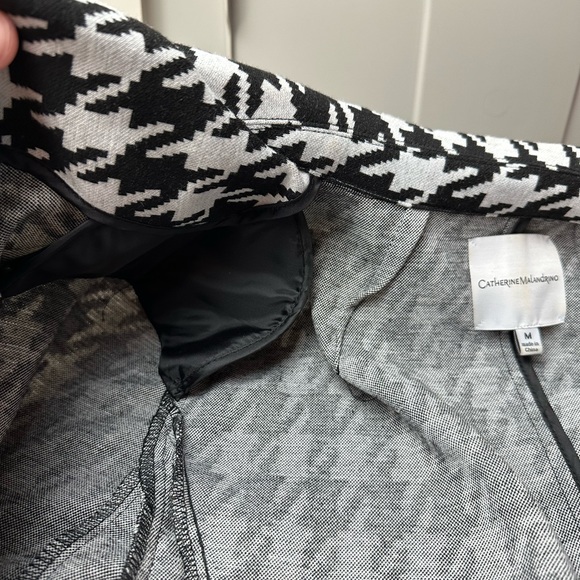 CATHERINE MALANDRINO Black White Houndstooth Career Blazer | Size Medium - Picture 10 of 13
